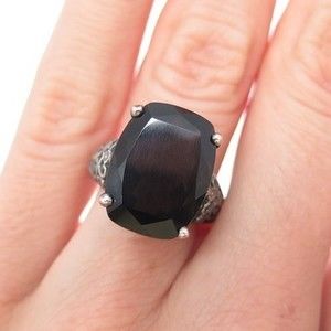 CLYDE DUNEIER CID Sterling Silver Vintage Smoky Quartz Modernist Ring Size 4.75